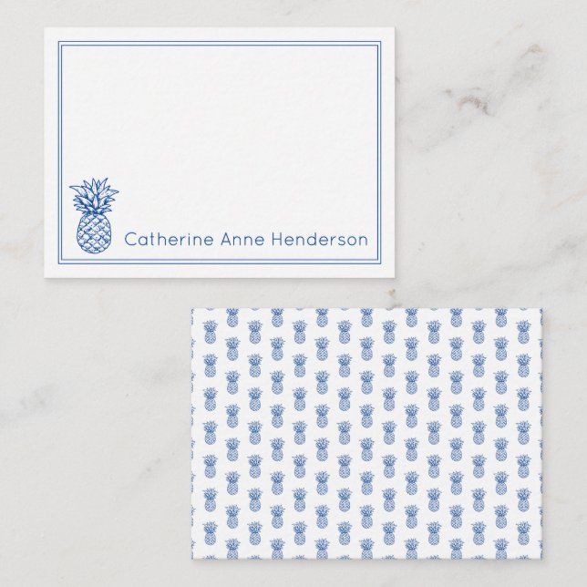 Cartão De Notas Ananás Marinho tropical de pré-disquete personaliz (Frente/Verso)