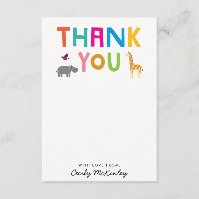 Cartão De Notas Animais Africanos Flagrados Obrigado Nota (Frente)