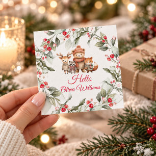 Cartão De Notas Animais da Floresta de Natal Baby Shower