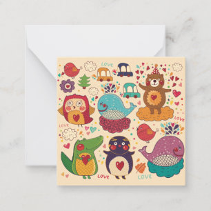 Cartão De Notas Animais Decorativos