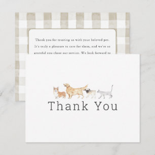Cartão De Notas Animais em Aquarela Agradecimento para Pet Sitter