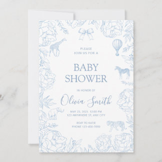 Cartão De Notas Animal Themed Baby Shower Invitation Baby Boy Girl