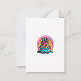 Cartão De Notas Aniversário, bolo de aniversário feliz, colorido