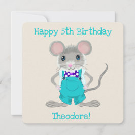Cartão De Notas Aniversário bonito e elegante do rato