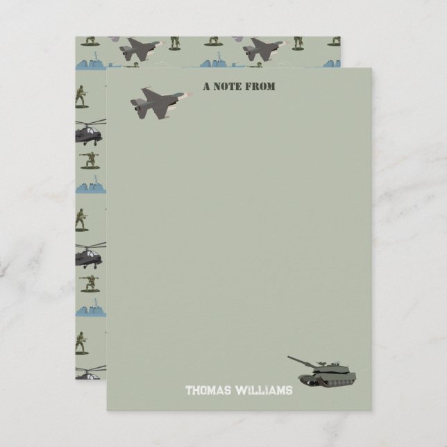 Cartão De Notas Aniversário Camuflagem Verde Militar do Exército (Frente/Verso)