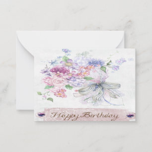 Cartão De Notas Aniversário da Aquarela Floral