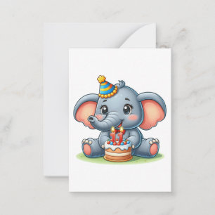Cartão De Notas Aniversário de 11 anos do Elefante Fofo