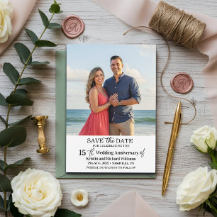 Cartão De Notas Aniversário de 15 anos de Casamento Foto Save the