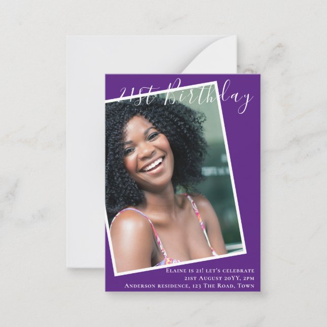 Cartão De Notas ANIVERSÁRIO DE 21 ANOS DO ORÇAMENTO Convide FOTO (Frente)