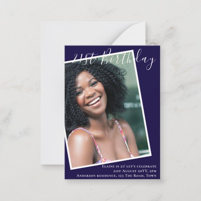 Cartão De Notas ANIVERSÁRIO DE 21 ANOS DO ORÇAMENTO Convide FOTO (Frente)