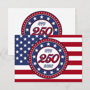 Cartão De Notas Aniversário de 250 anos da América com a bandeira 