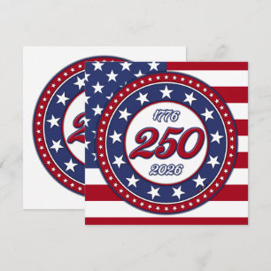 Cartão De Notas Aniversário de 250 anos da América com a bandeira 