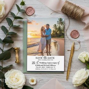 Cartão De Notas Aniversário de 25 anos de Casamento Foto Save the 