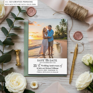 Cartão De Notas Aniversário de 25 anos de Casamento Foto Save the