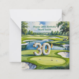 Cartão De Notas Aniversário de 30 anos de golfe no campo de golfe