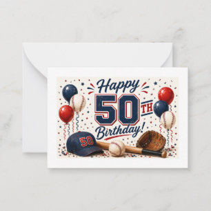 Cartão De Notas Aniversário de 50 anos de beisebol