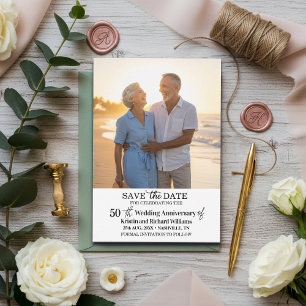 Cartão De Notas Aniversário de 50 anos de Casamento Foto Save the