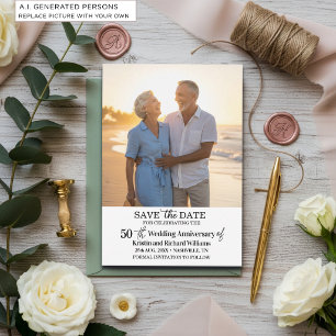 Cartão De Notas Aniversário de 50 anos de Casamento Foto Save the