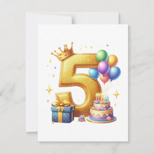 Cartão De Notas Aniversário de 5 anos dourado
