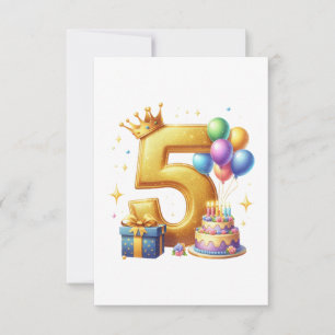 Cartão De Notas Aniversário de 5 anos dourado