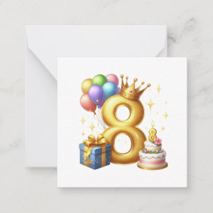 Cartão De Notas Aniversário de 8 anos dourado