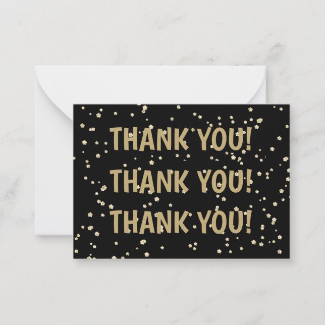 Cartão De Notas Aniversário de Casamento Dourado Glitter Obrigado (Frente)