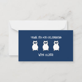 Cartão De Notas Aniversário de Coruja Azul-Marinho 