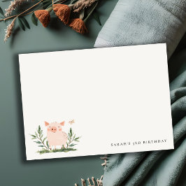 Cartão De Notas Aniversário de criança de borboletas de folhagem d