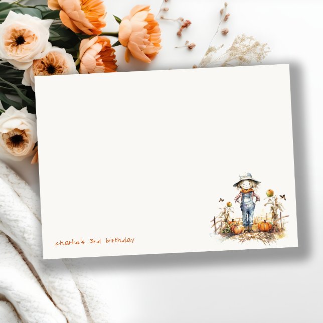 Cartão De Notas Aniversário de criança De Colheita De Abóbora Chic (Criador carregado)