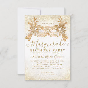 Cartão De Notas Aniversário de Dó Dourada e Brilhante do Mascarada