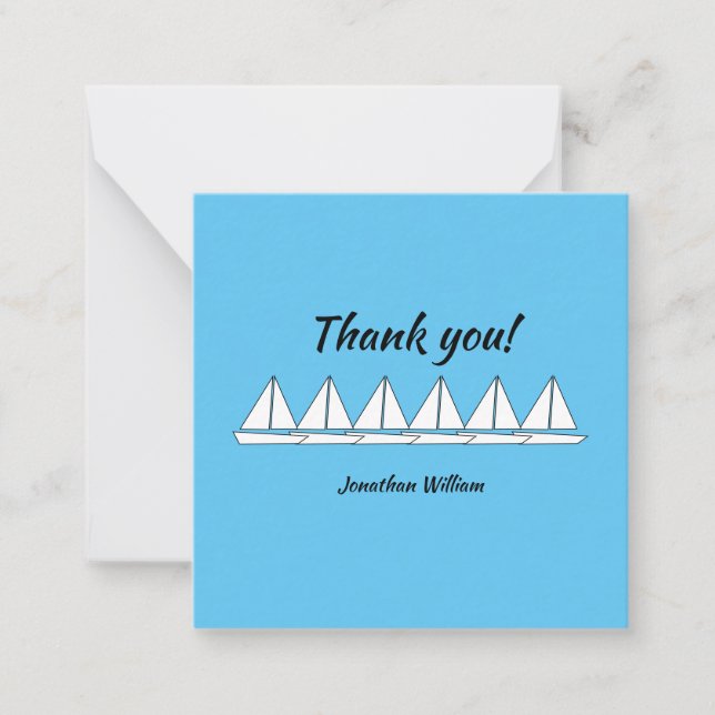 Cartão De Notas Aniversário de veleiro Nota de Obrigados (Frente)