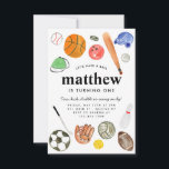 Cartão De Notas Aniversário do Star Sports Balls Kid Boy<br><div class="desc">Aniversário de criança da Equipe de Bolas Esportivas Modernas</div>