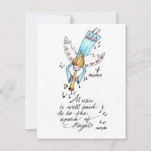 Cartão De Notas Anjo azul simples com trompete