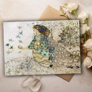 Cartão De Notas Annie French Girl and Swallow