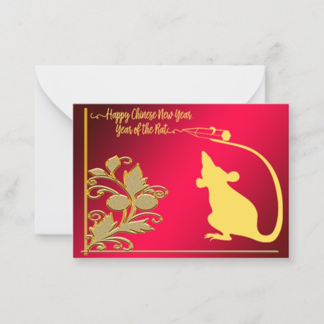 Cartão De Notas Ano Do Padrão Do Ouro Vermelho (Frente)