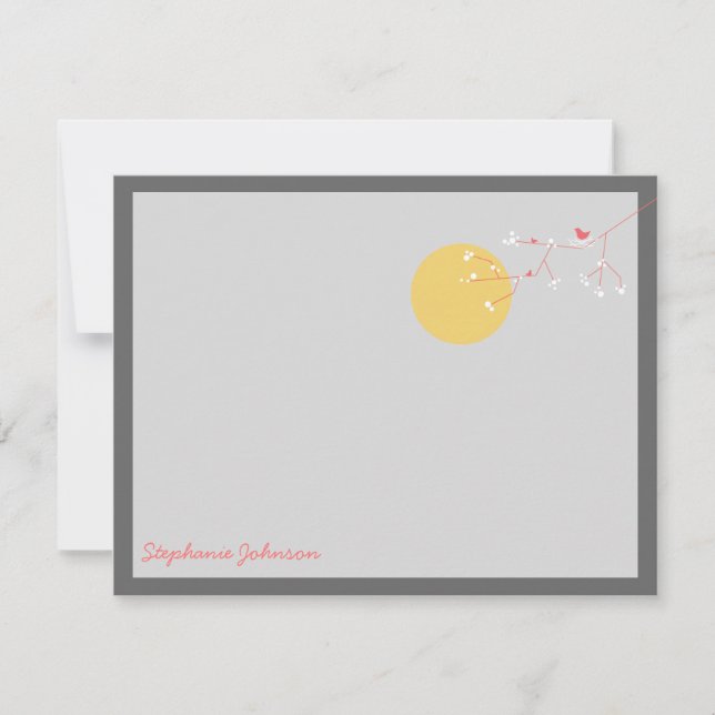 Cartão De Notas Anojamento De Pássaro E Bebê Familiar Obrigado Not (Frente)