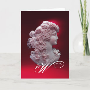 CARTÃO DE NOTAS ANTIQUE CAMEO,SENHORA COM MONOGRAMA DE UVAS