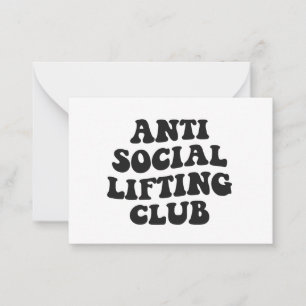 Cartão De Notas Antisocial Lifting Club Funny Gym Malhação Lover