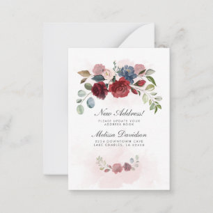 Cartão De Notas Anunciamento de Movimento Floral Burgundy
