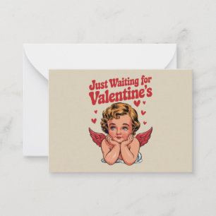 Cartão De Notas Apenas Esperando Pelo Amor do Bebê Cupido do Dia d