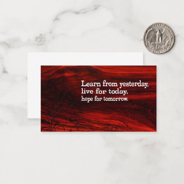 Cartão De Notas "Aprender, viver, esperar" Citação Inspiracional (Frente/Verso In Situ)