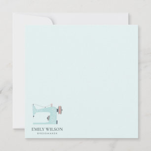 Cartão De Notas AQUA BLUE PINK SEwing MACHINE TAILOR