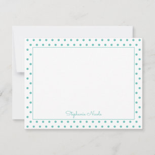 Cartão De Notas Aqua de Bolinhas Simples Personalizado