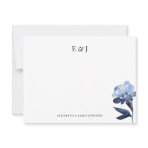 Aquarela Azul Clássico Casal Elegante Iniciais