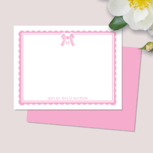 Cartão De Notas Aquarela Chic Monograma Rosa Chiclete