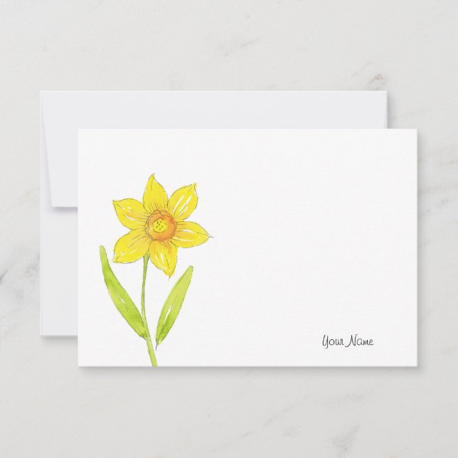 Cartão De Notas Aquarela Daffodil 2 (Frente)