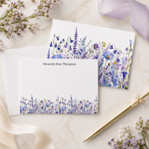 Aquarela de Flor Silvestre Roxa Azul Personalizada