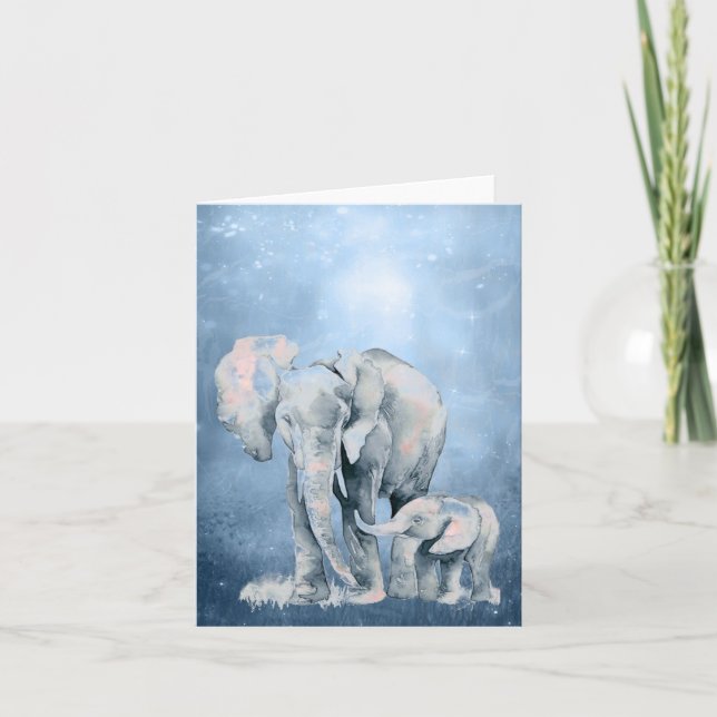 Cartão De Notas Aquarela Elephant Willife Nature Animal Art (Frente)