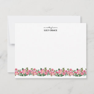 Cartão De Notas Aquarela Flor de Lírio Rosa Flor Silvestre Agradec
