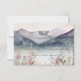 Cartão De Notas Aquarela Flores Montanhas Primavera RSVP